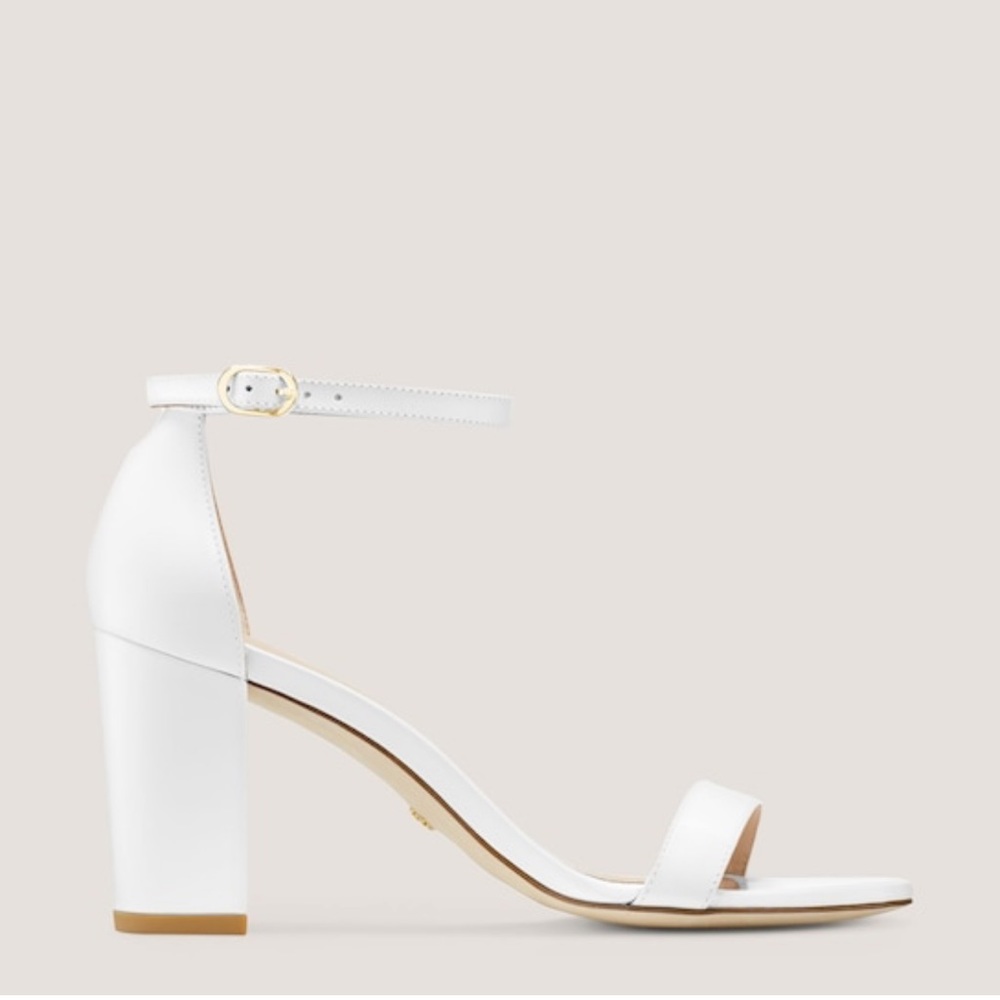 NWT Stuart Weitzman Nearly Nude White Block Heel